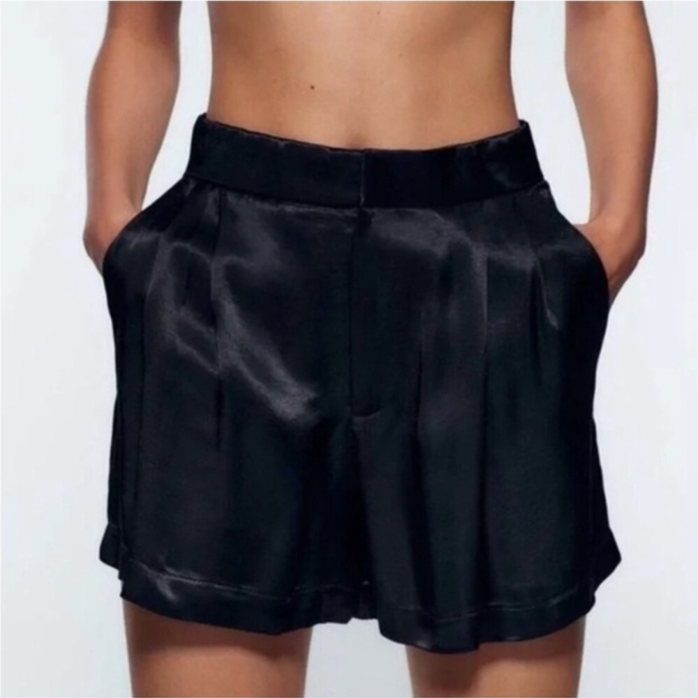 Zara Black Women's Silk Shorts Chic XS